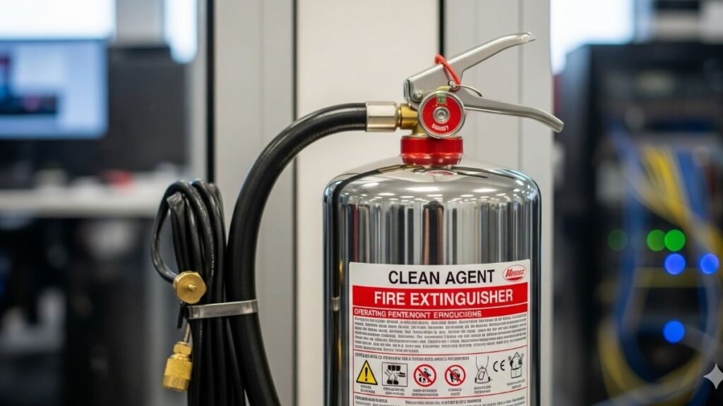 Portable Clean Agent Fire Extinguisher for IT offices and electrical fire protection.