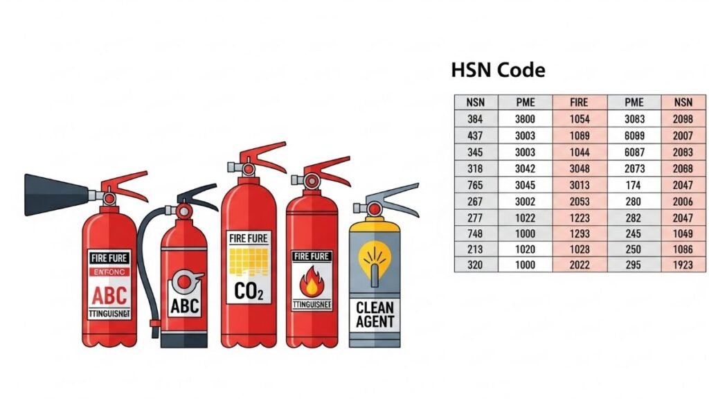 Different types of fire extinguisher HSN code chart.