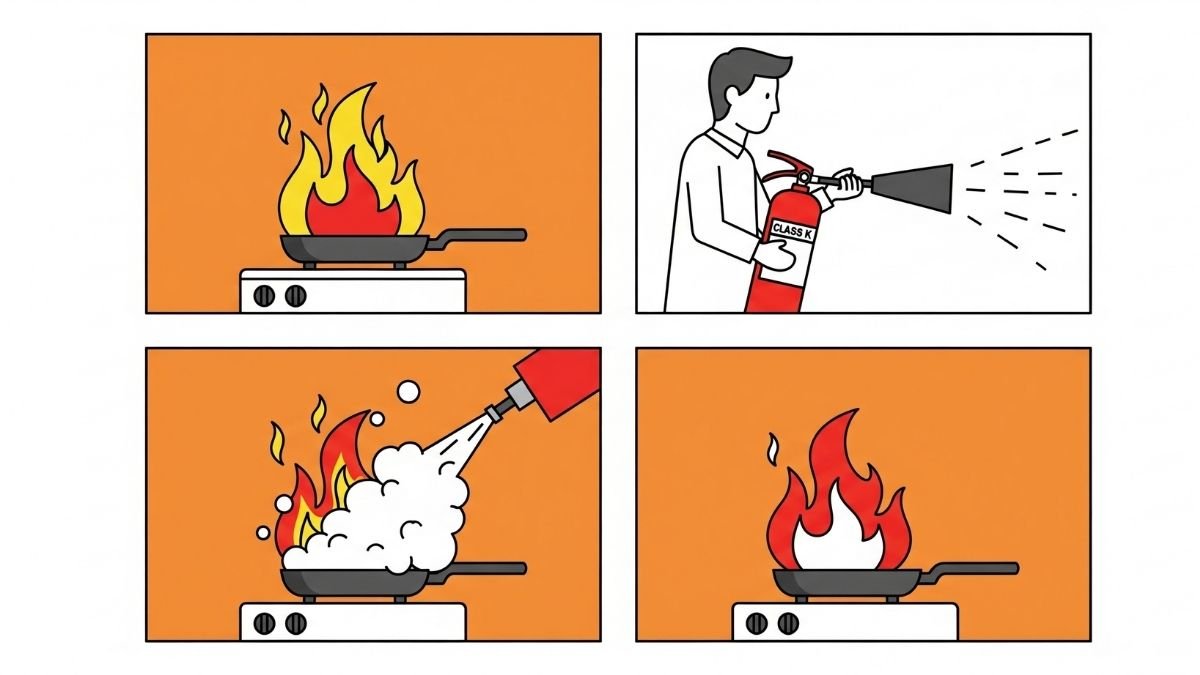 Class K Fire Extinguisher uses steps 