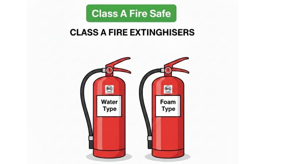 Water and Foam type fire extinguishers for Class A Fire