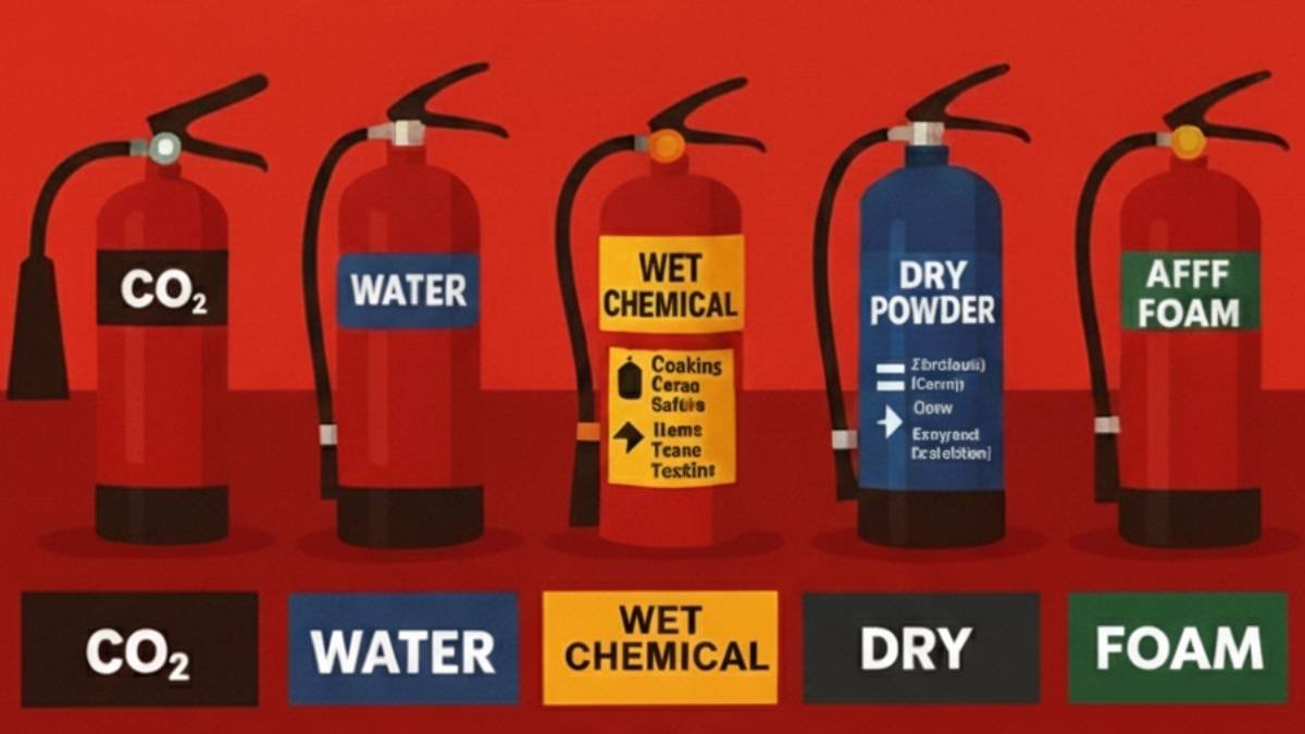 6 Best Fire Extinguisher Types and Uses in Hindi – colour coded extinguishers