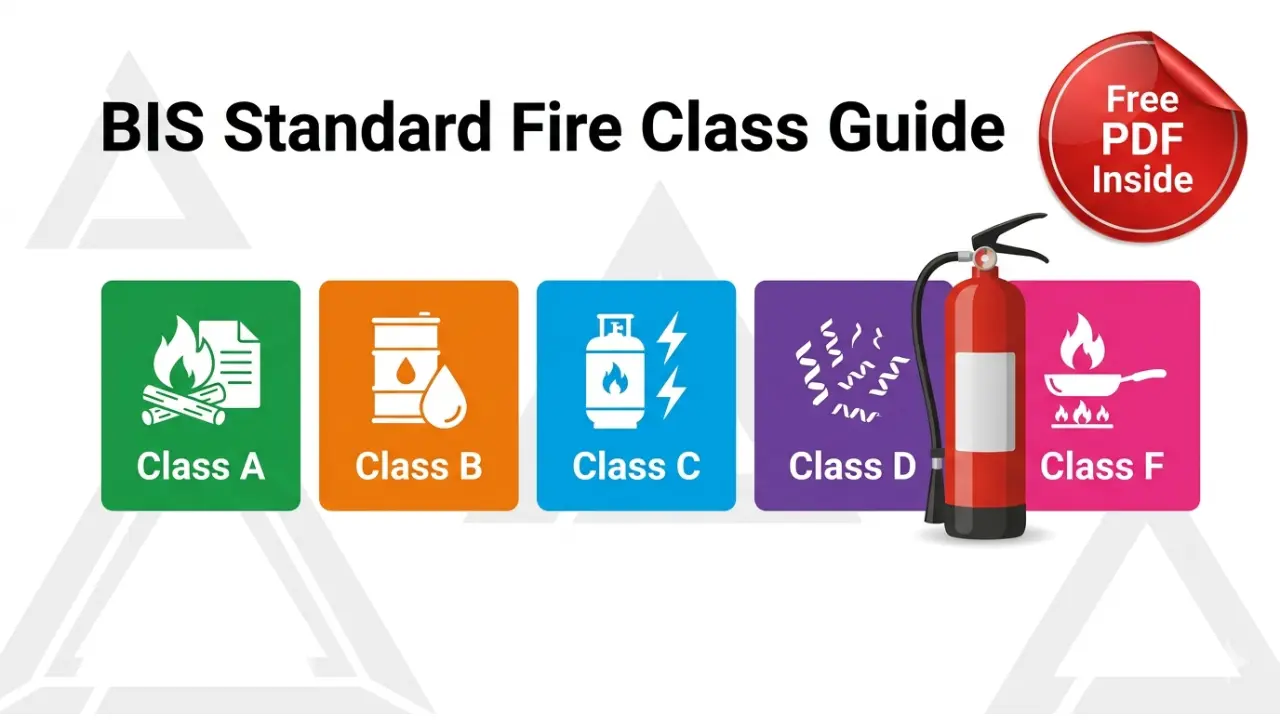 Aag kitane prakar ki hoti hai - BIS Standard 2026 के अनुसार 5 Fire Classes (A, B, C, D, F) और सही Fire Extinguisher चार्ट