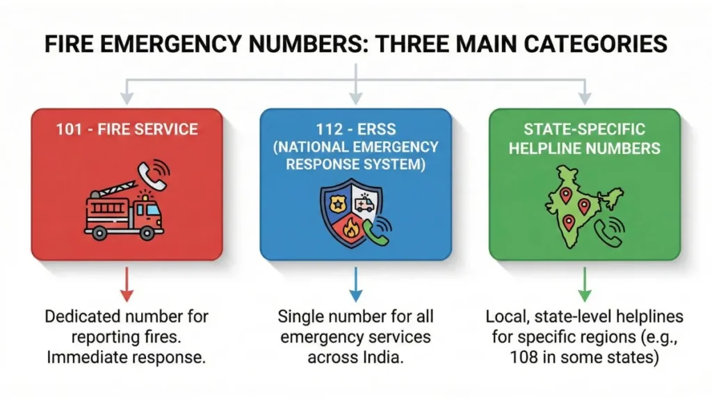Types of Fire Emergency Numbers in India 101 112 State Helpline