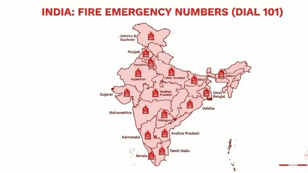 State Wise Fire Emergency Number India Map