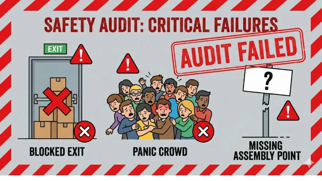 Common Fire Evacuation Plan mistakes vector illustration