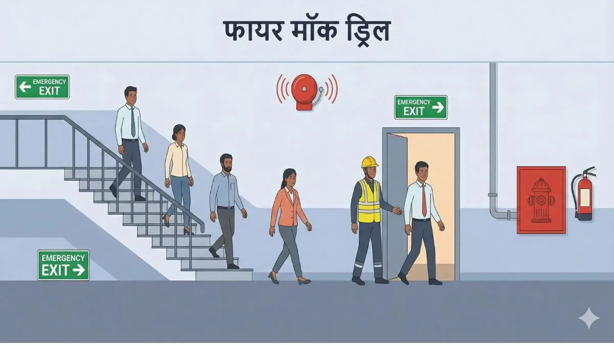 Fire mock drill in office building – fire alarm system training in India