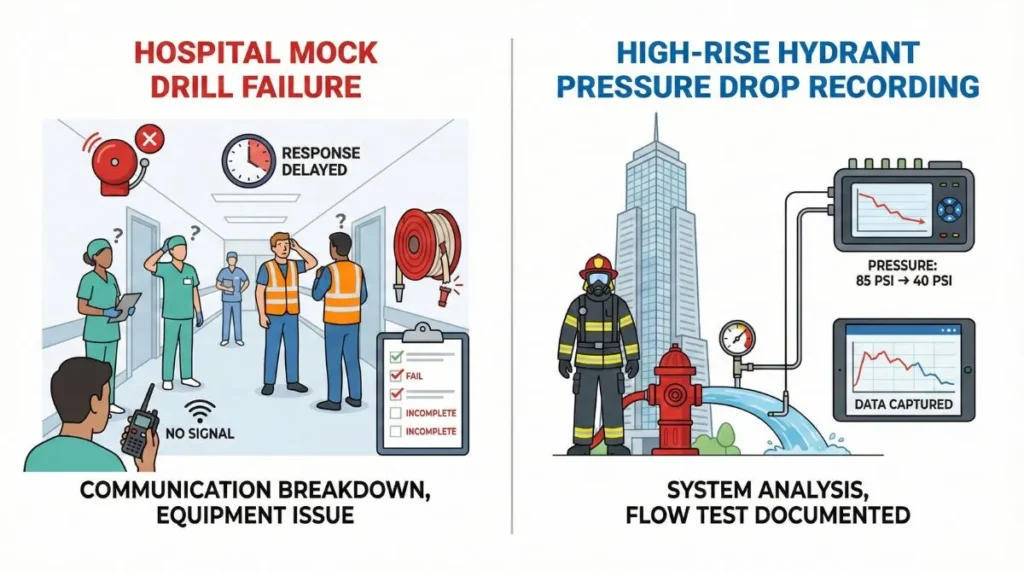 Indian Fire Pump Failure Case Studies – Hospital Drill & High-Rise Pressure Drop
