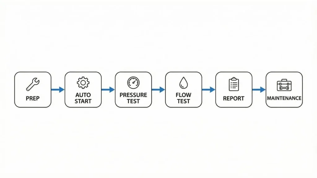 Fire Pump Testing Sequence Flowchart – Preparation to Reporting Illustration