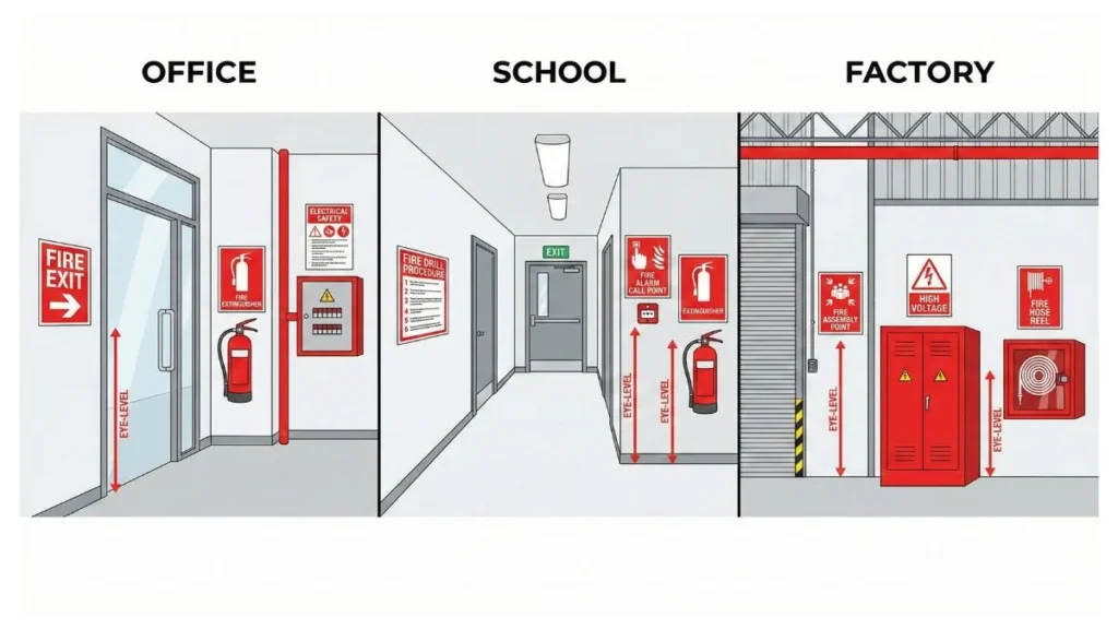 Where to display Fire Safety Posters for maximum visibility