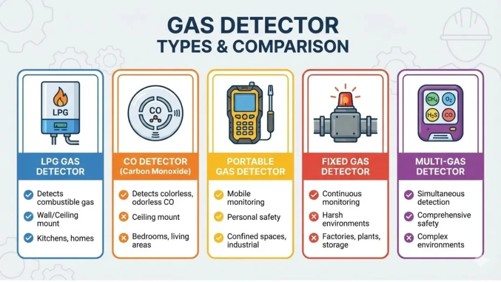 Types of gas detectors used in home and industry