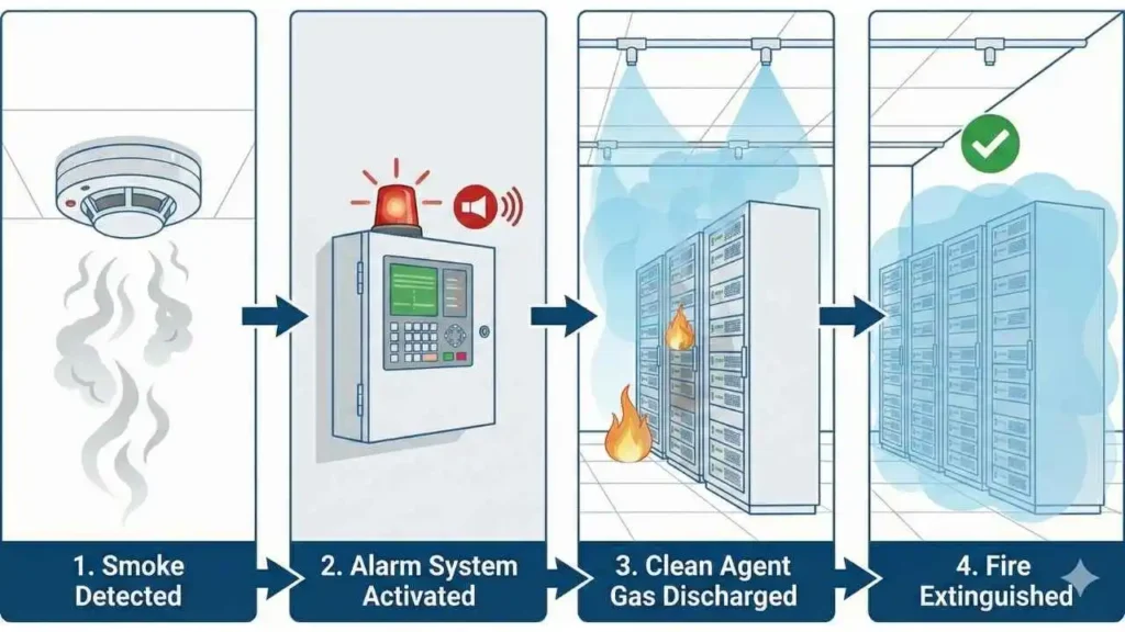How does a clean agent fire suppression system work?