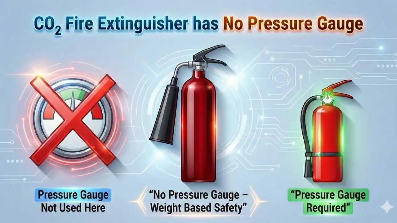 CO₂ Fire Extinguisher No Pressure Gauge – design based safety explained with CO2 vs DCP comparison