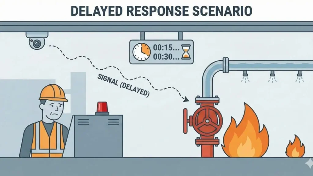 Deluge Valve detection delay fire risk
