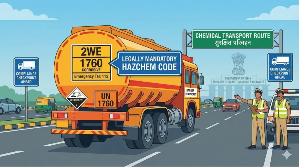 HAZCHEM Code mandatory marking on hazardous chemical transport