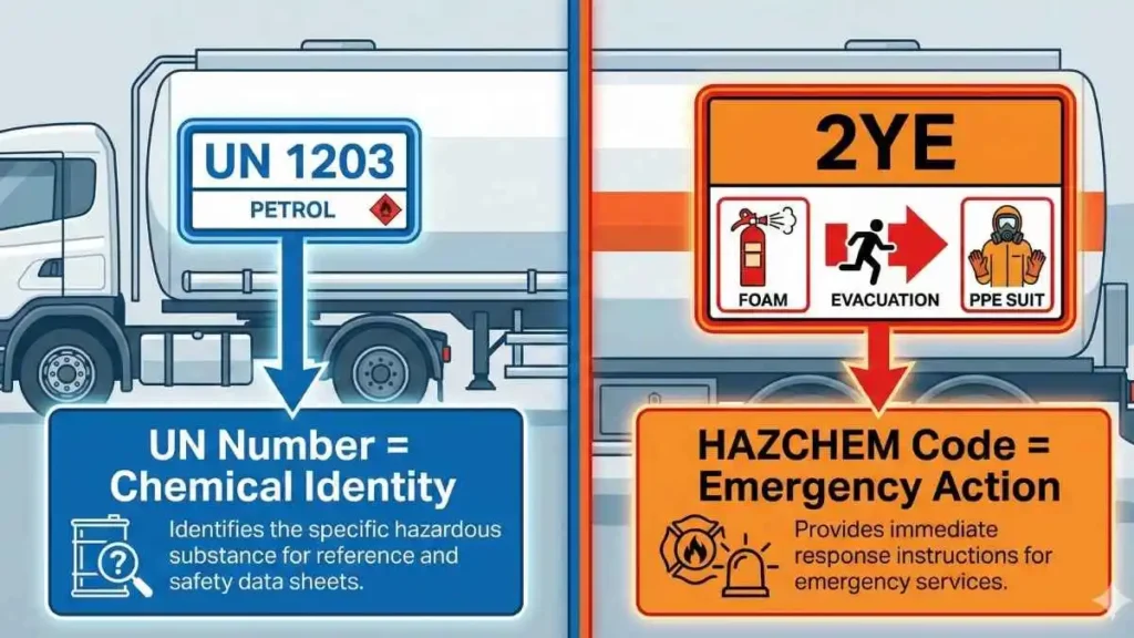 HAZCHEM Code vs UN Number difference explained with example