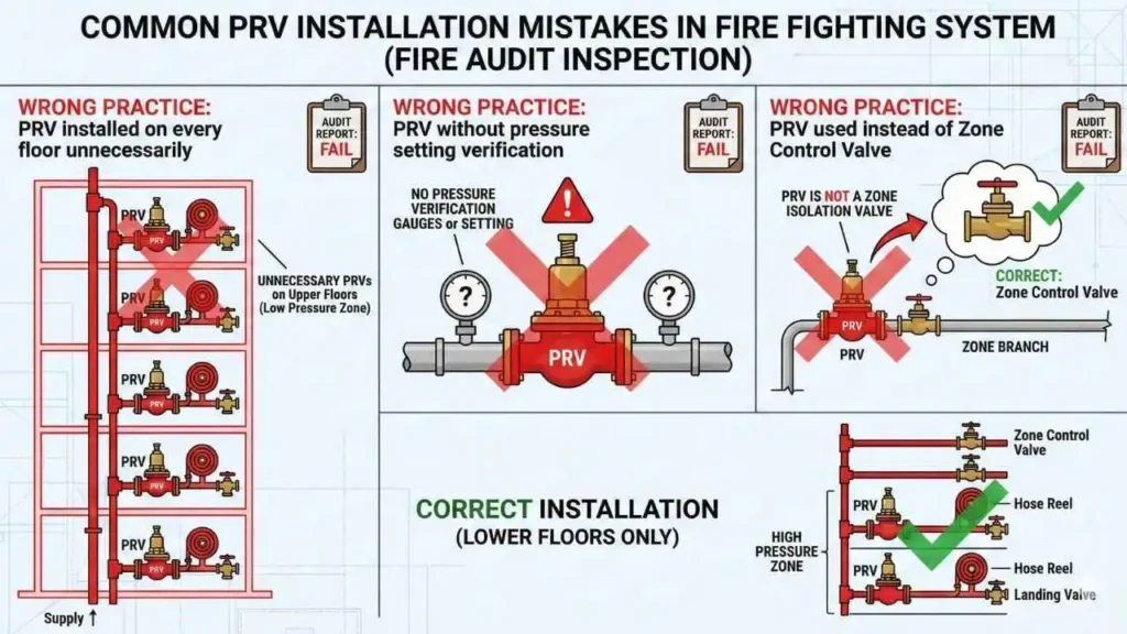 PRV in Fire Fighting System me common site mistakes kaunse audit failure ka reason bante hain?