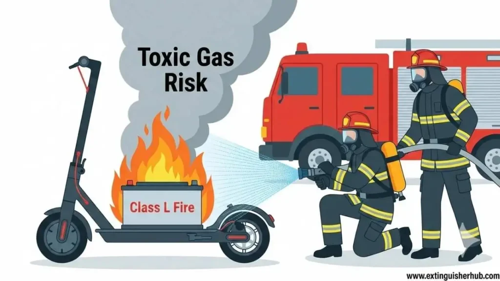 EV battery Class L Fire emergency response scene