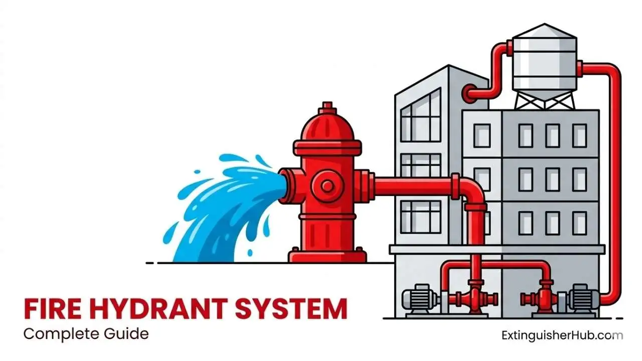 fire hydrant system layout diagram with pump and riser