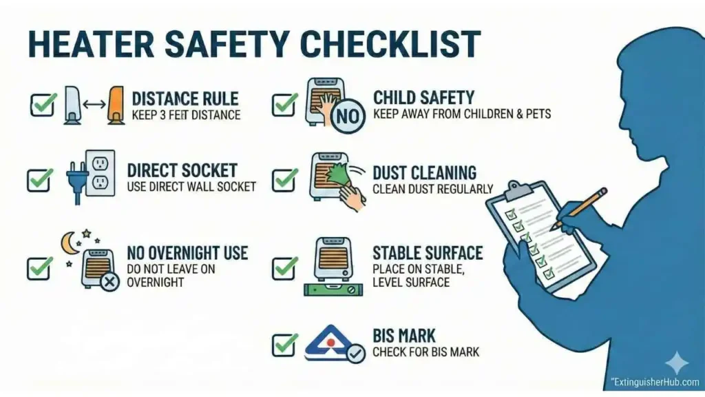 room heater fire safety golden rules