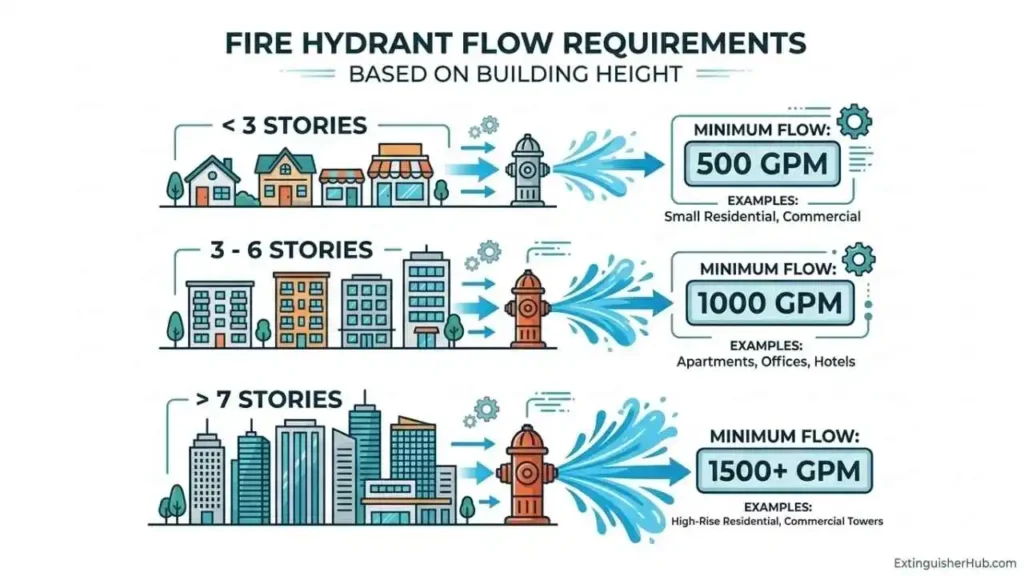 fire hydrant flow requirement NBC table illustration