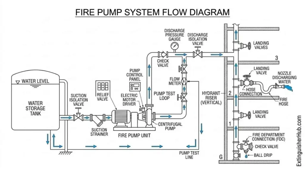 fire pump system flow diagram hydrant network