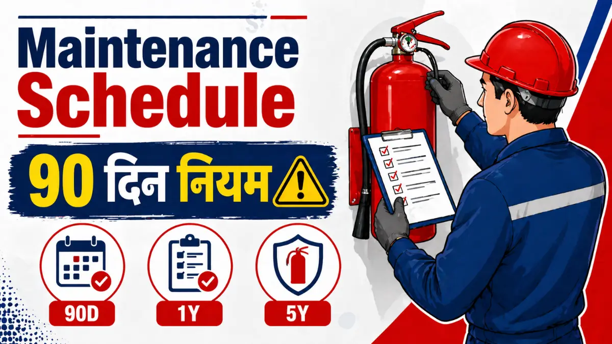 Fire extinguisher maintenance schedule India 90 day rule IS 2190 2024