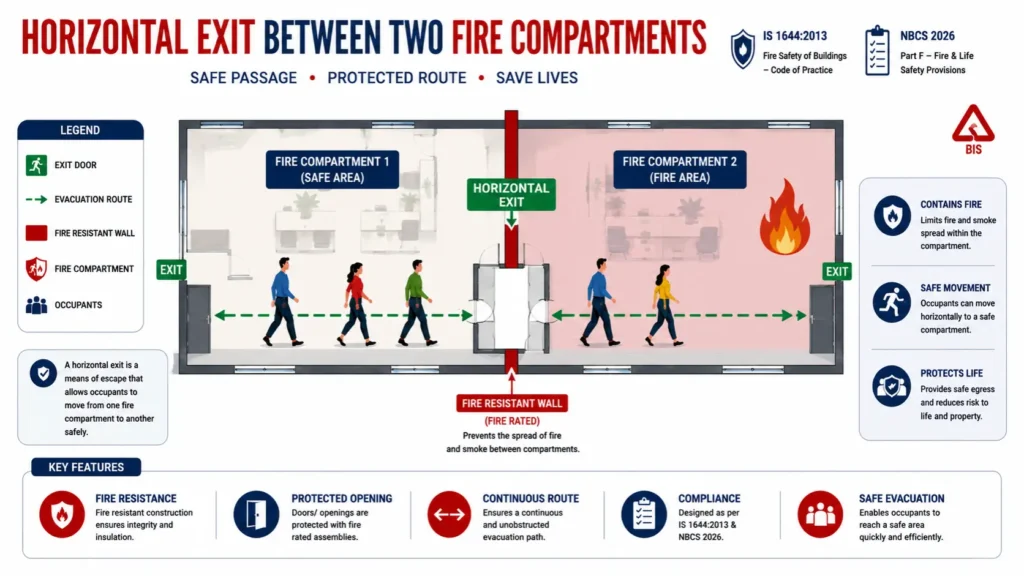 Horizontal exit concept fire safety