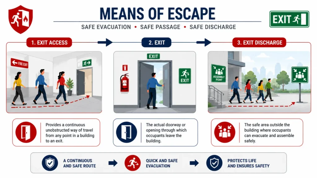 Means of Escape diagram as per IS 1644 2013