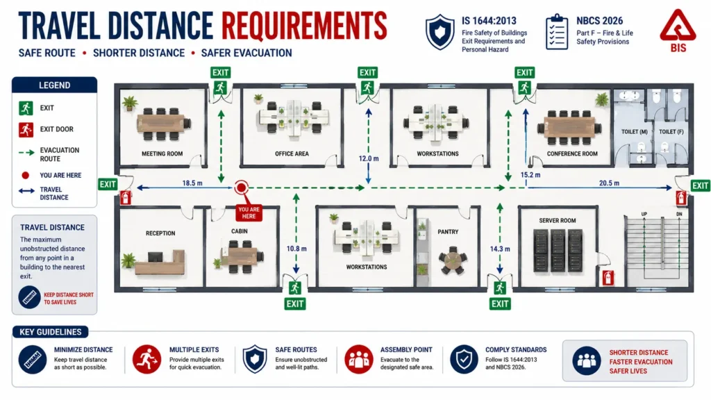 Travel distance fire safety requirements