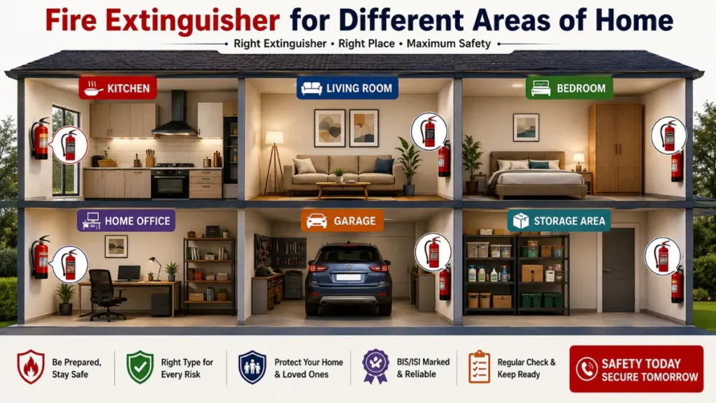 Best Fire Extinguisher for Home India for kitchen living room bedroom home office garage and storage areas
