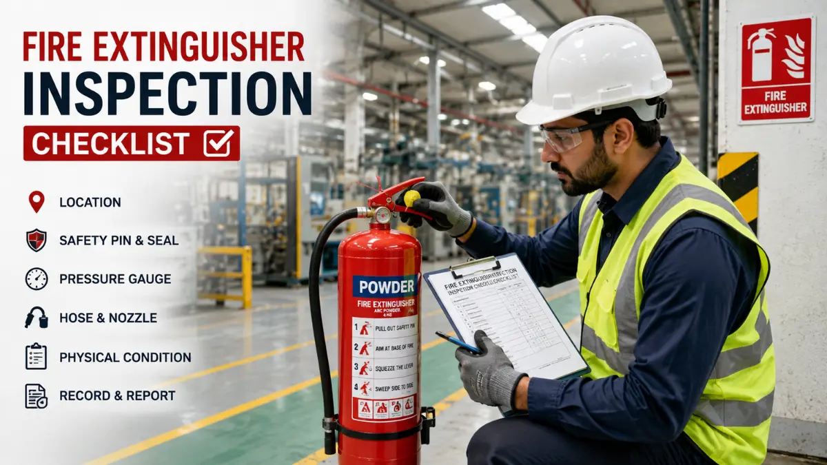 Fire extinguisher inspection in an industrial facility