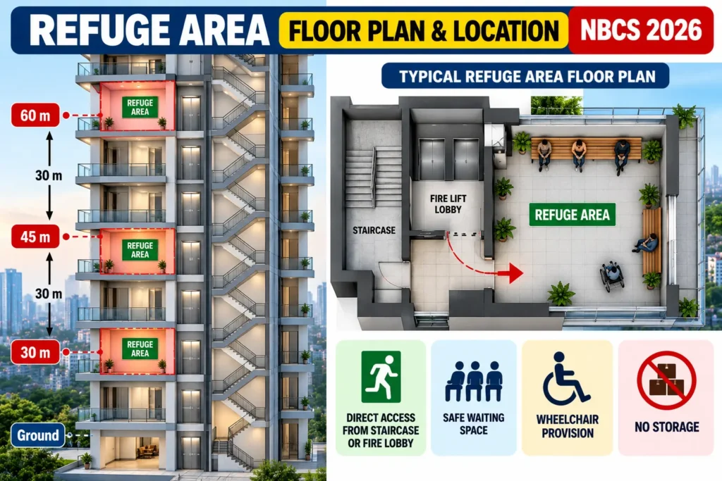 Refuge Area floor plan and location as per NBCS 2026
